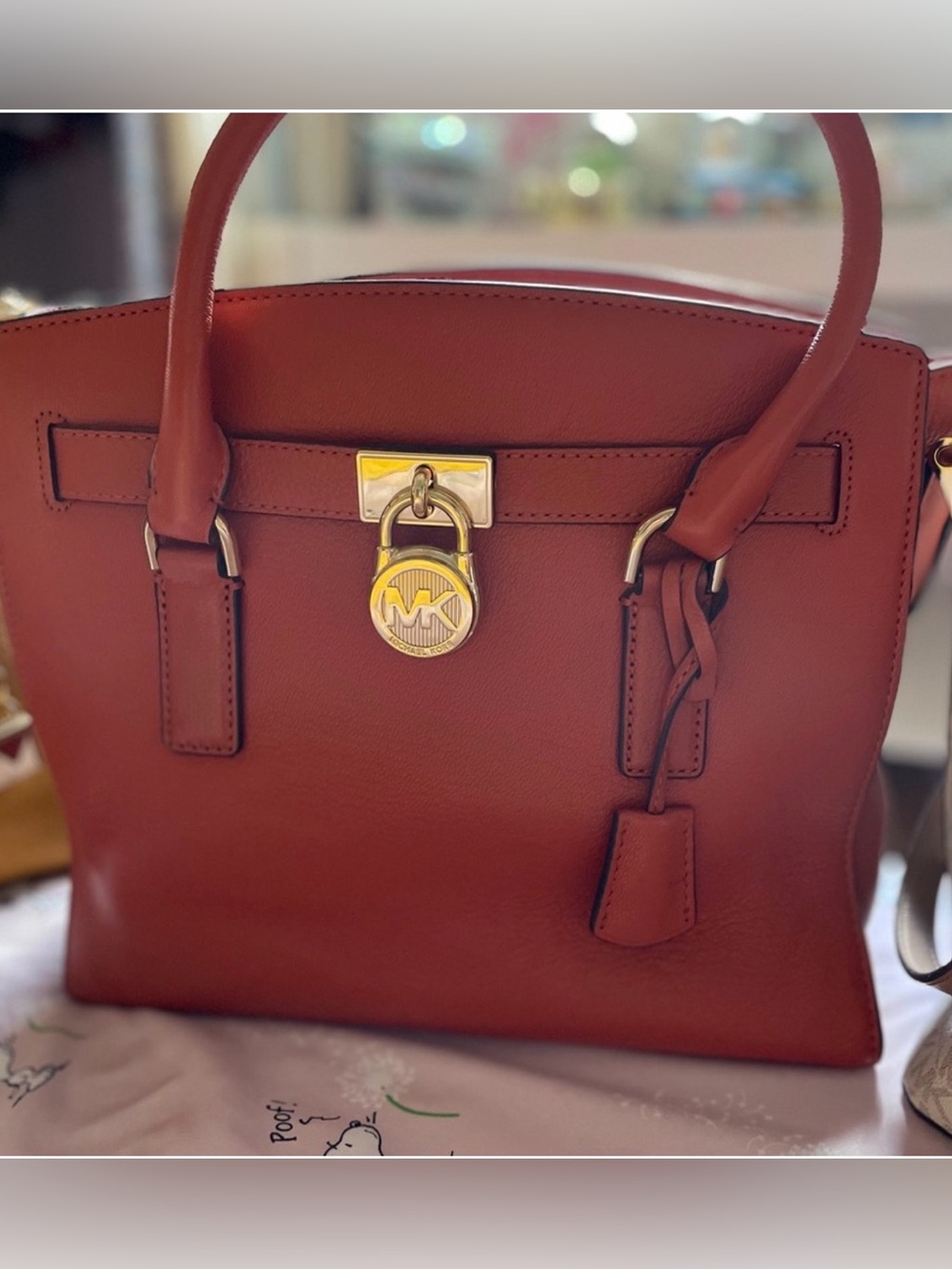 Michael Kors Orange Leather Tote with Gold Hardware